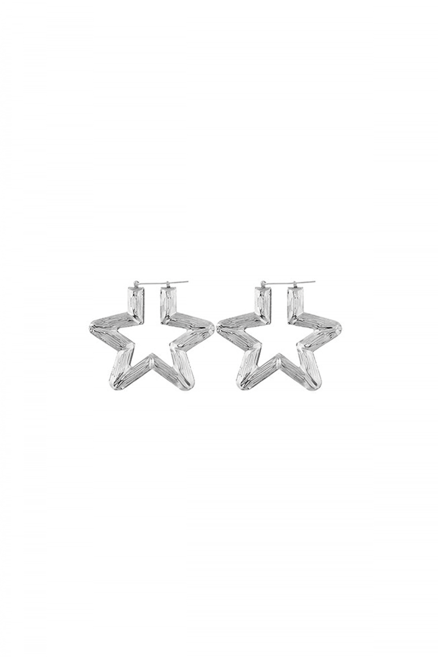 Big Silver tone Star Hoops