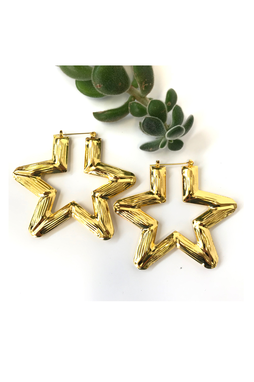 Big Gold tone Star Hoops