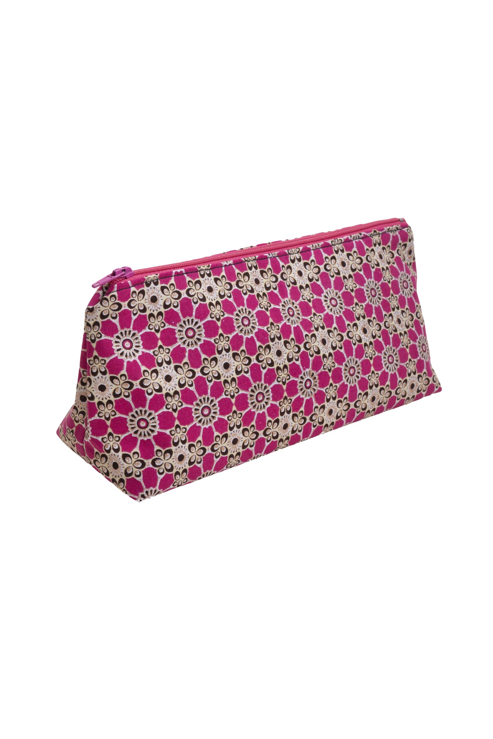 Pink micro flower print – Small Makeup Bag