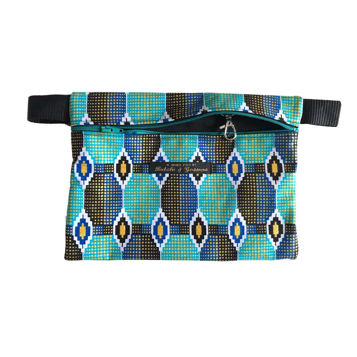 Turquoise ‘Nubia’ Shimmer pattern Handmade Beltbag