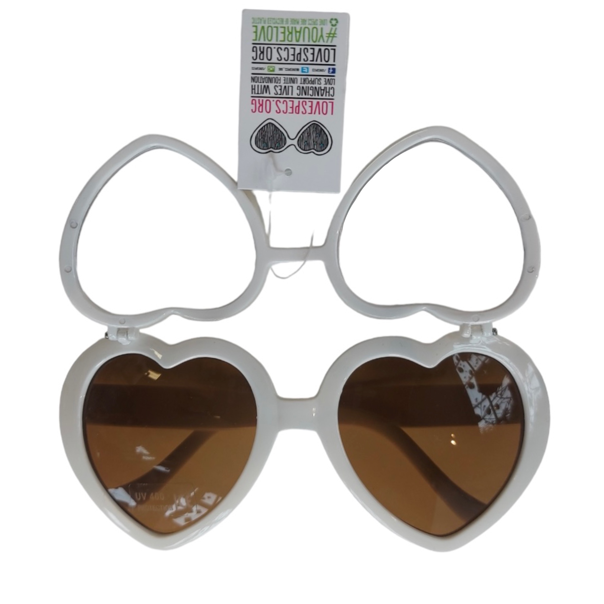 Heart shape diffraction sunglasses – white