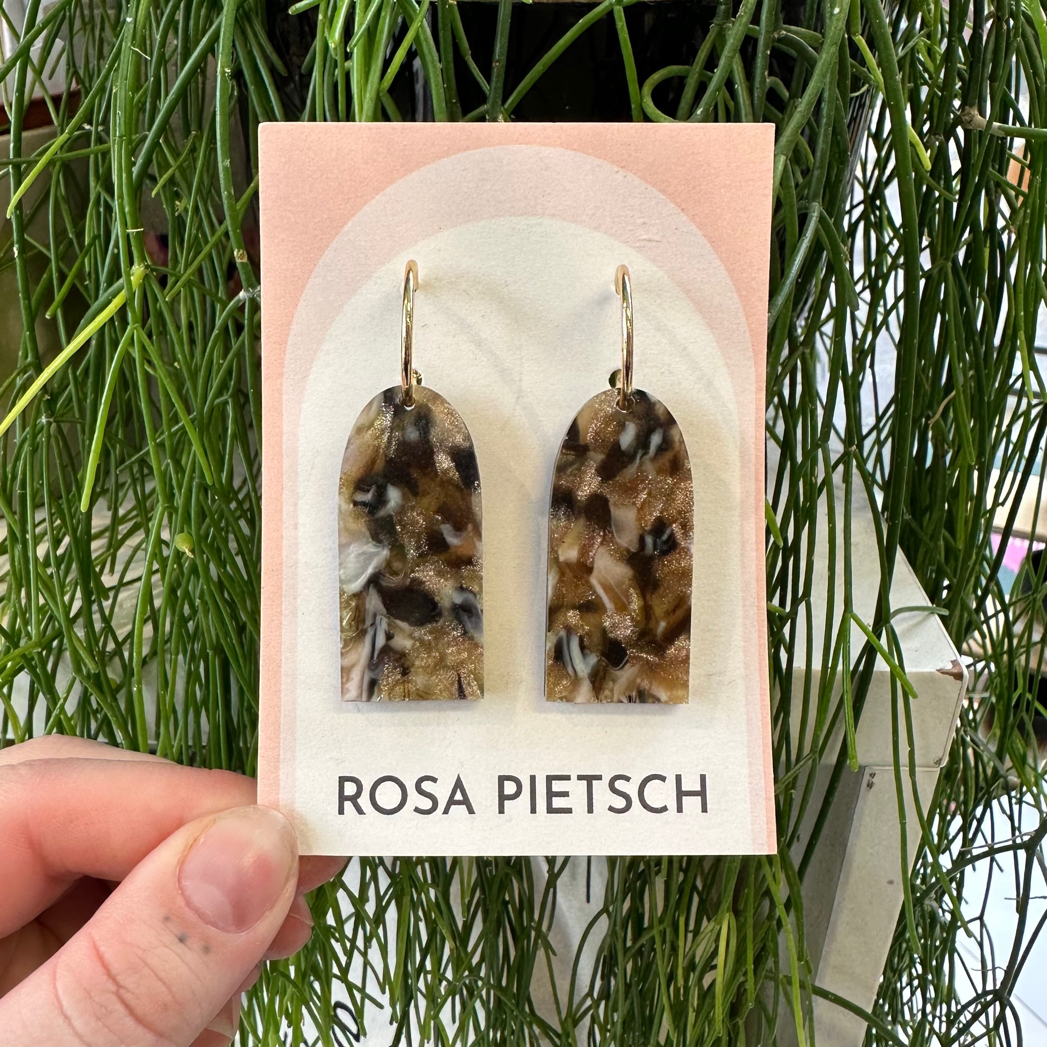arch drop marble hoop earrings – recycled acrylic