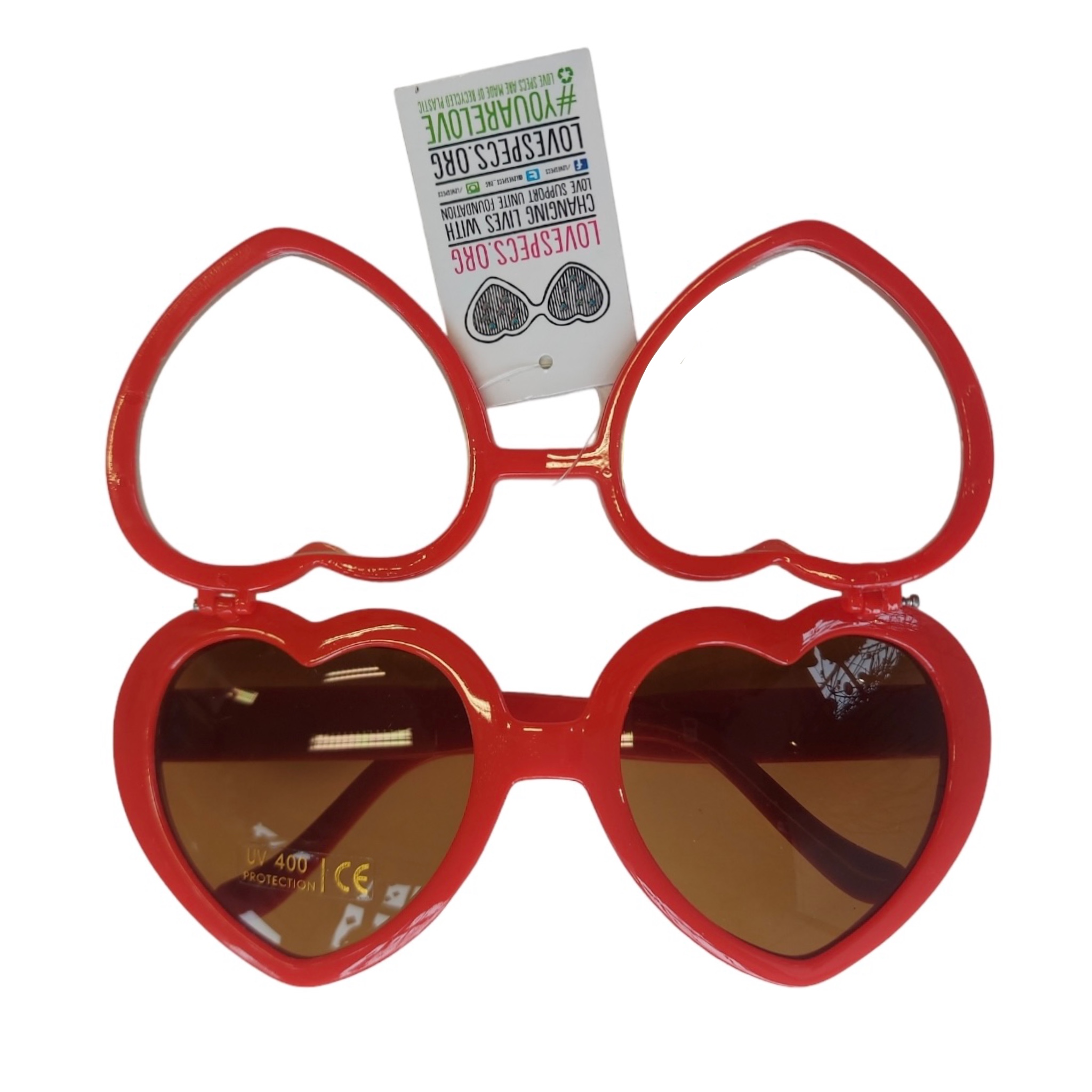 Heart Shape diffraction sunglasses – red