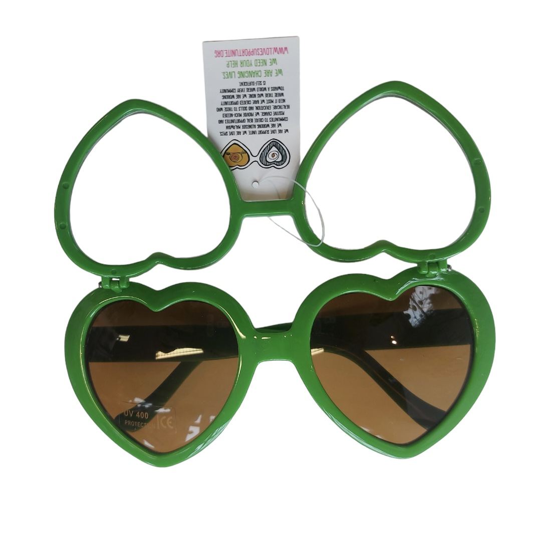 Heart shape diffraction sunglasses – green