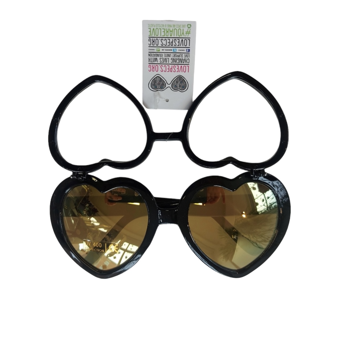 Heart shape diffraction sunglasses – black