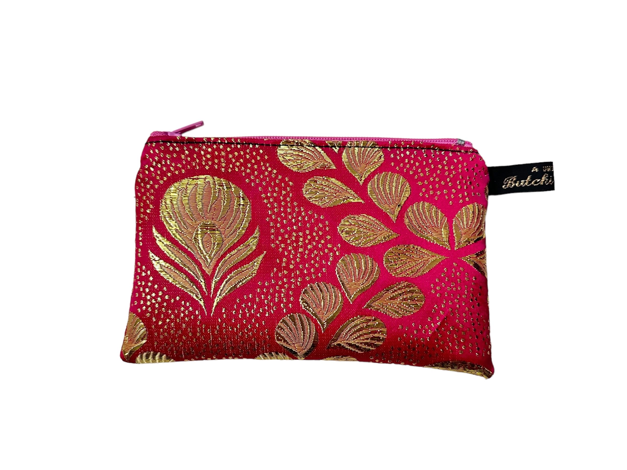 Pink and Gold Floral Print Small Purse