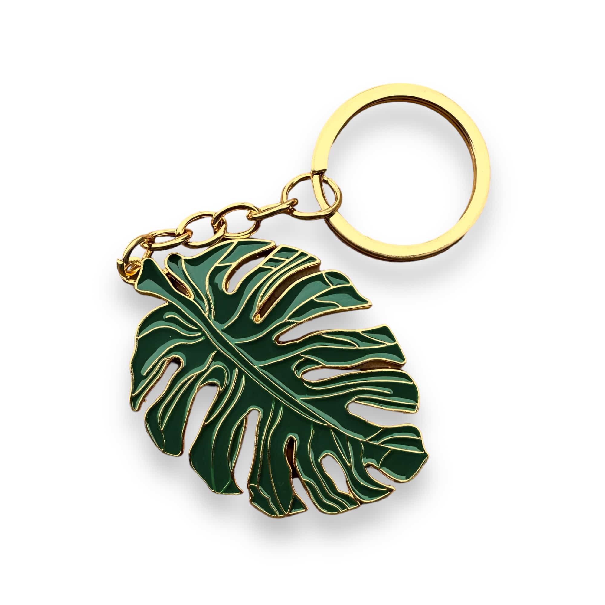 Monstera Leaf gold key ring