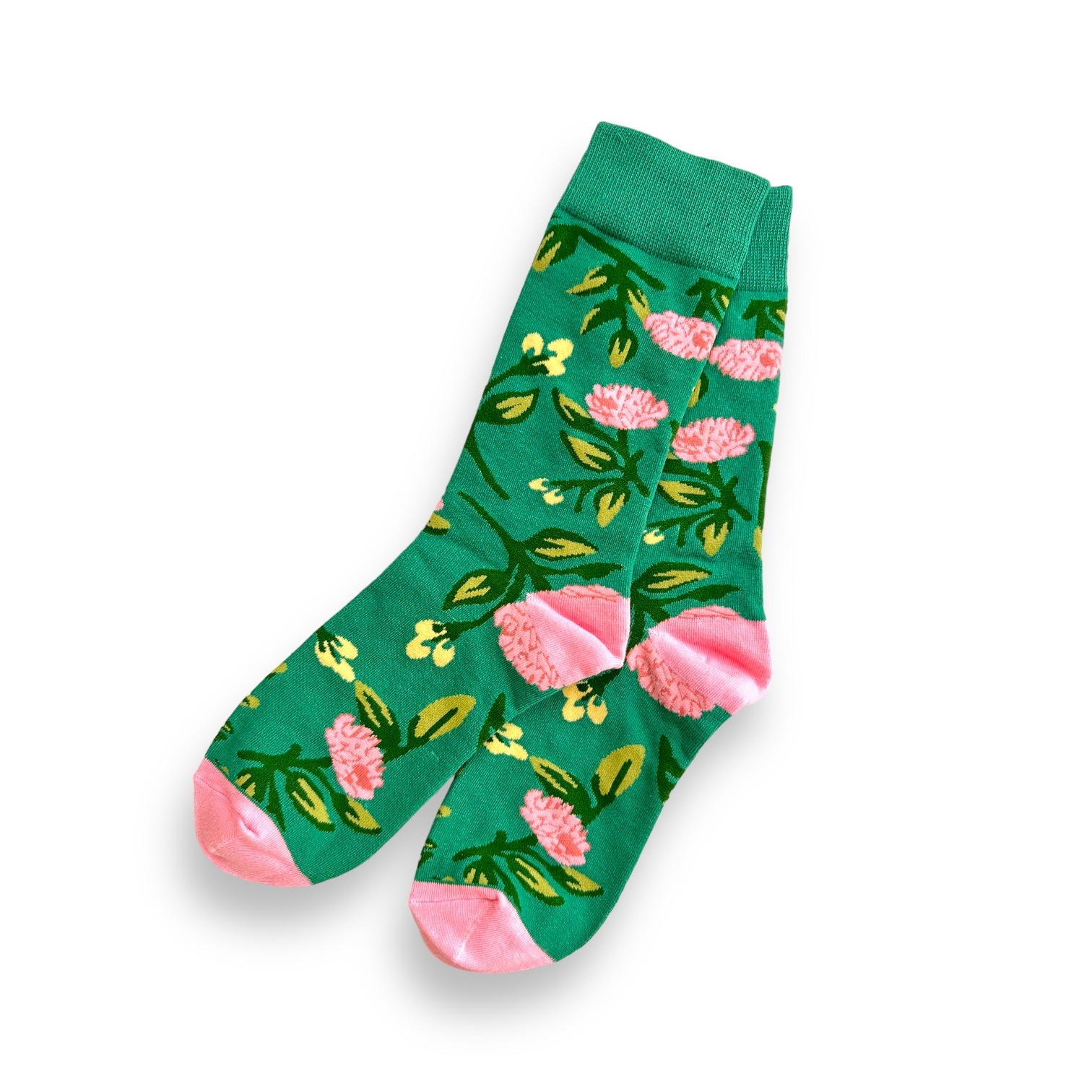 Green & Pink Floral Socks
