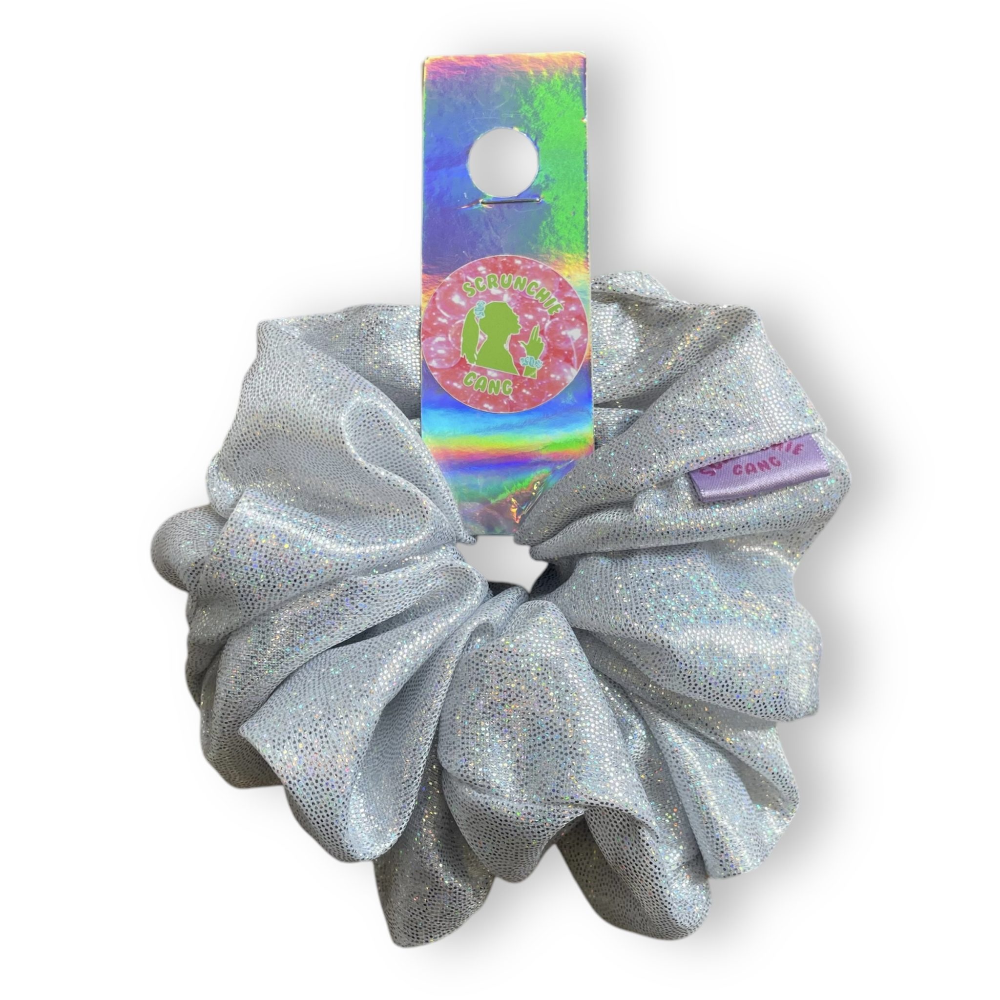 Shiny Silver Scrunchie