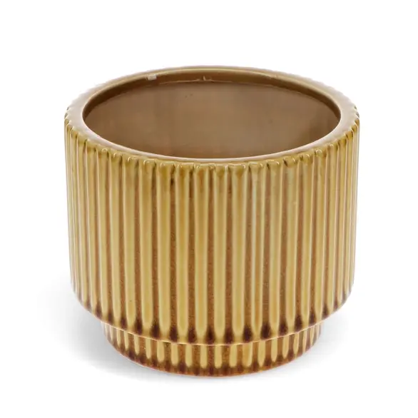 Ridged Plant Pot Mustard